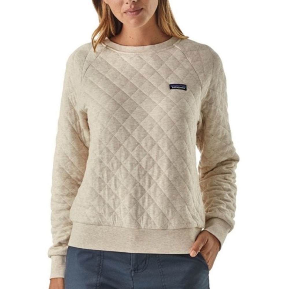 Patagonia Quilted Crewneck Sweatshirt in Light Beige